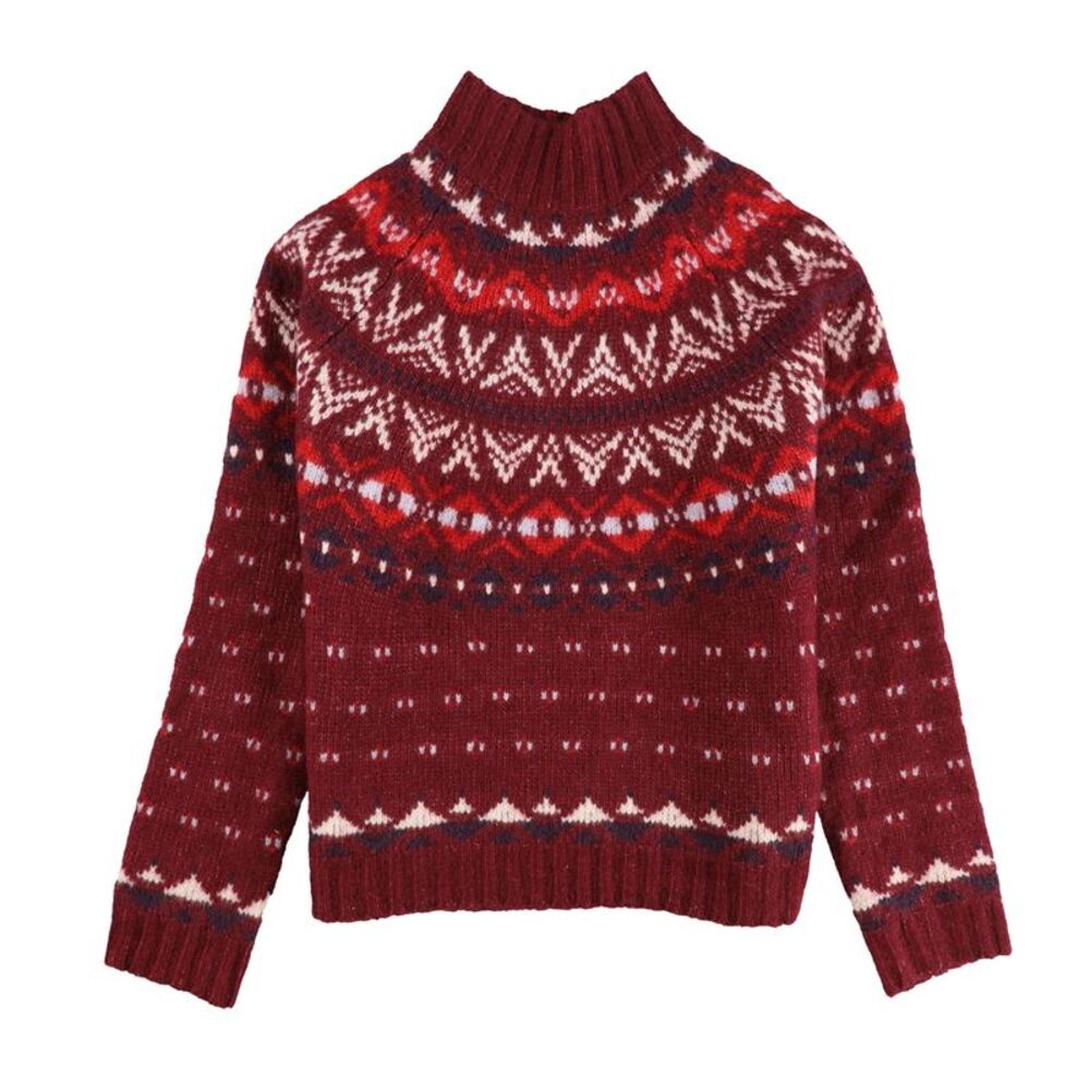 American Eagle Womens Fair Isle Pullover Sweater, Red, M, DM